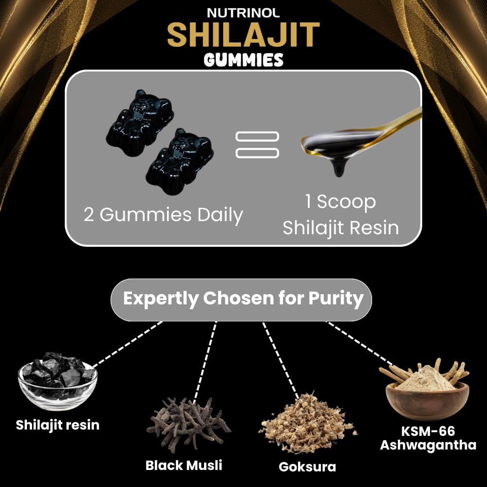 Knoll Healthcare Nutrinol Shilajit Gummies | Tamarind Flavour | No Added Sugar | 30 Gummies | Supports Energy, Strength & Daily Wellness