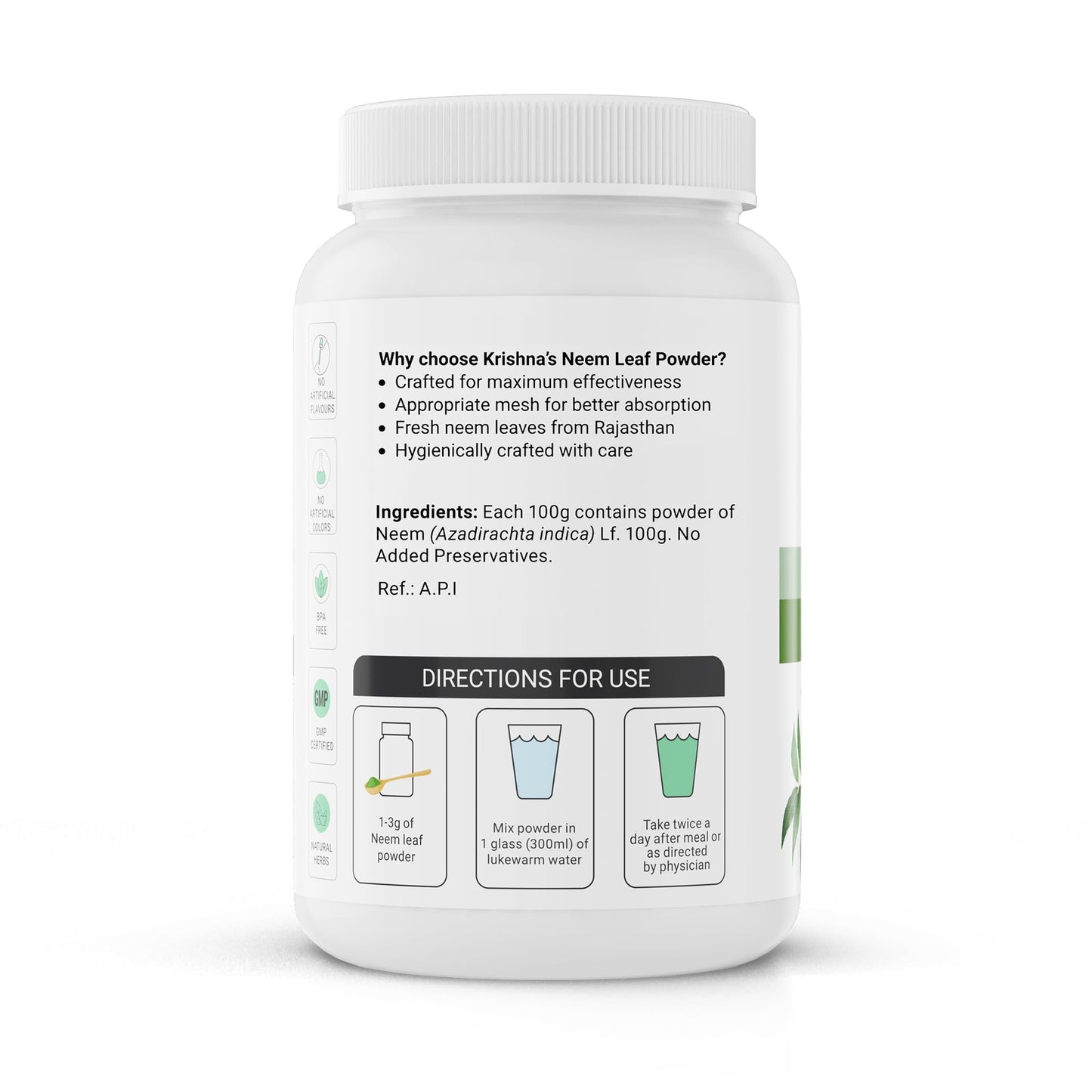 Krishna's Neem Leaf Powder - 100 g | Preservative Free | Natural Powder For Face, Skin & Hair Growth Pack