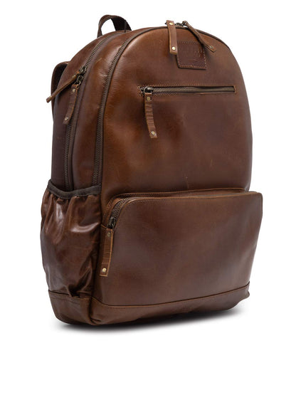 Teakwood Genuine Leather Backpack Laptop Bag For Men and Women(Brown)