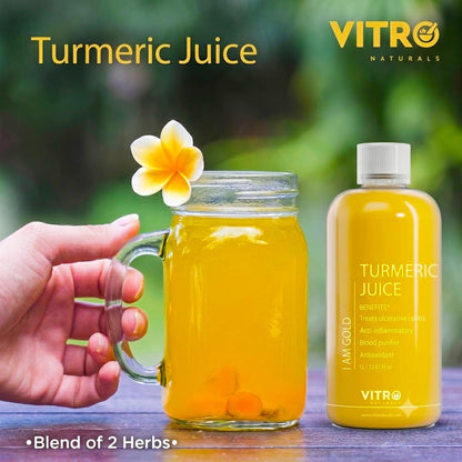 Vitro Turmeric Juice with Black Pepper 1Ltr | Liquid Curcumin Supplement for Joint Support, Inflammation & Immunity | kachi haldi,Fast Absorbing Alternative to Turmeric Capsules & Curcumin Tablets (1ltr)
