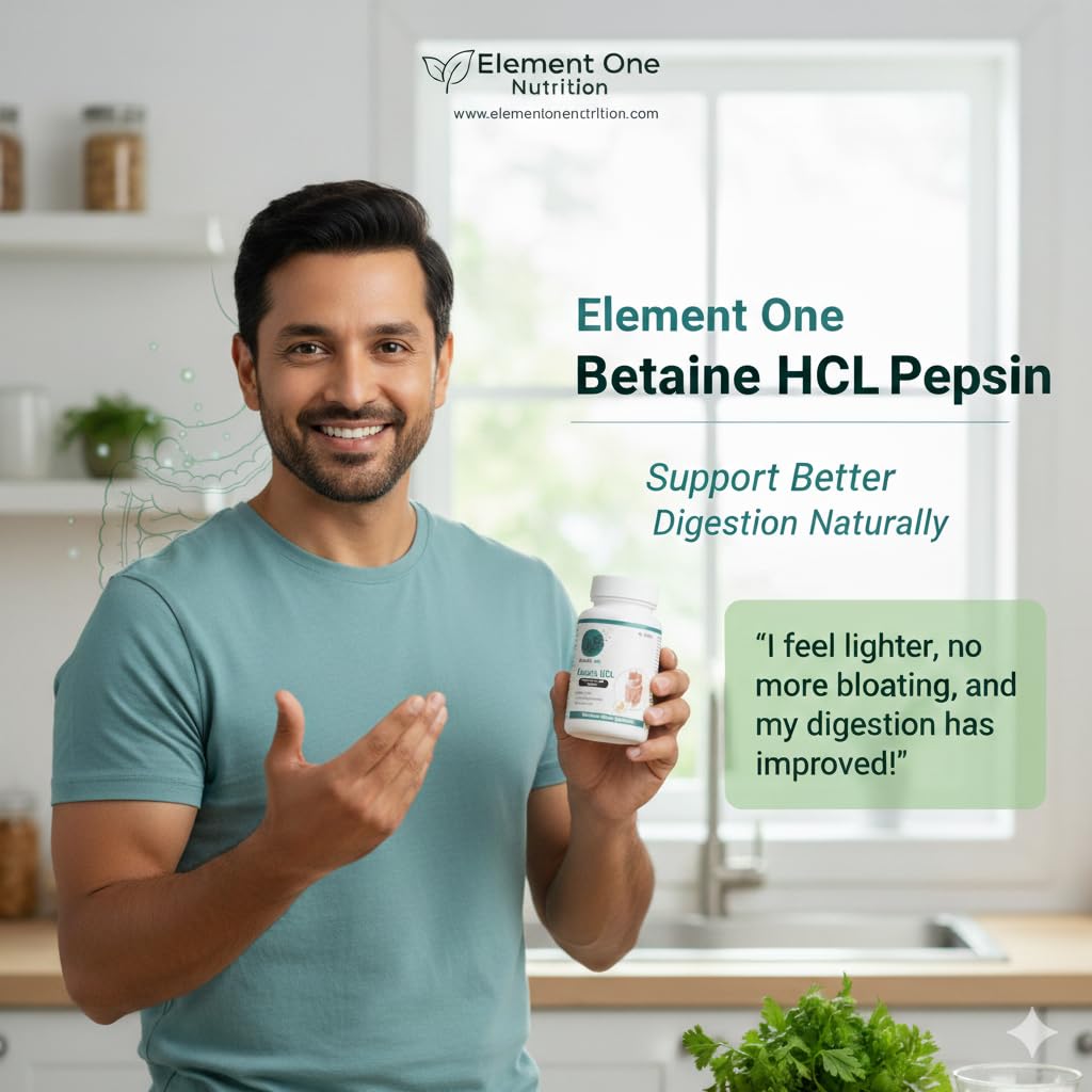 Betaine HCL with Pepsin – Supports Nutrient Absorption, Healthy Stomach Acid Levels & Digestive Enzyme Function – Helps Indigestion, Bloating & Gut Health Veg Tablets (120)