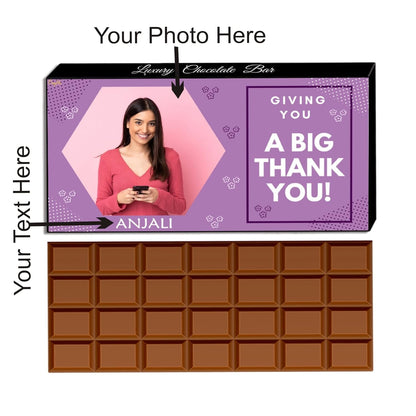 Expelite Personalized Premium Thank You Chocolate And Flowers Gift Box For Her - 100 Grams Chocolate bar
