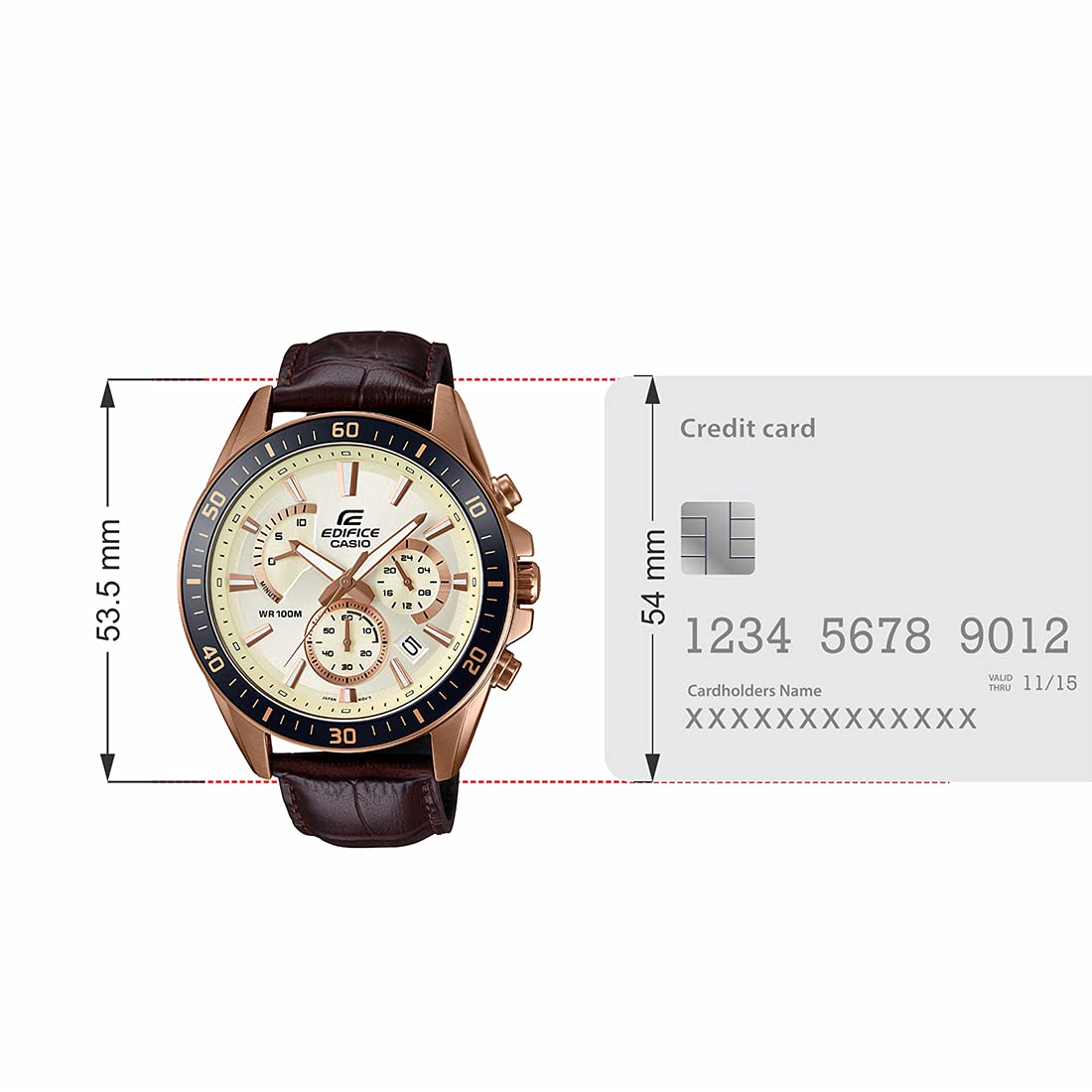 Casio Edifice EFR-552GL-7AVUDF Beige Analog Dial Brown Leather Band Men's Watch Chronograph 100M Water Resistant EX359