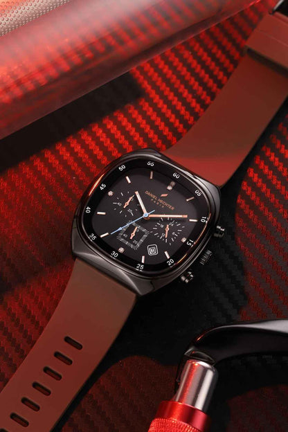 Daniel Hechter Paris Bercy Collection Modern Chronograph Watch for Men with Square Dial and Silicon Band-DHM1001