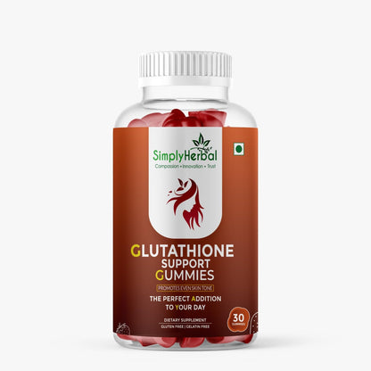 Simply Herbal Glutathione Gummies with Vitamin C & Hyaluronic Acid | Skin Brightening & Youthful Glow | Immune Support | Antioxidant Formula | 30 Gummies