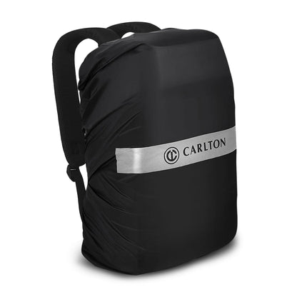 CARLTON Laptop Backpack 20L With Rain Cover, Pockets for Hard drive, Passport Pocket & Air Cushion System | Midnight Black | Dorset 03