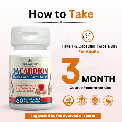 Cardion Heart Care Vegan Capsules (60) | Ayurvedic Heart Health Supplement for Cholesterol Balance, Blood Circulation & Cardiac Wellness