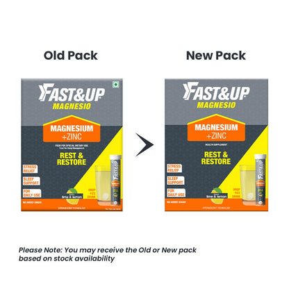Fast&Up Magnesio - Restful Sleep Supplement - Magnesium & Zinc for Stress Management & Promoting Deep Sleep (60 Effervescent Tablets, Lime & Lemon Flavor)