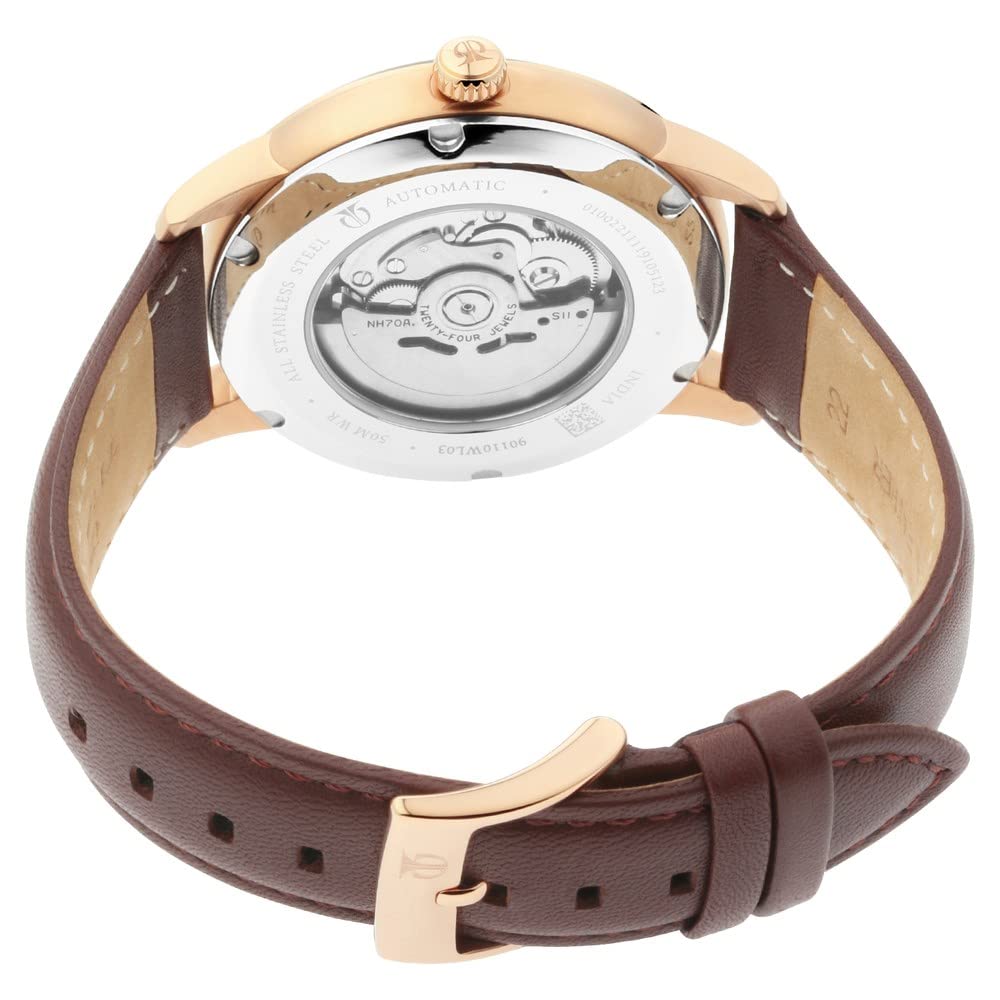 Titan Automatic Silver Dial Brown Leather Strap Watch for Men - NT90110- image 4
