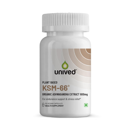 Unived KSM-66 Ashwagandha | 600mg Vegan Full Spectrum Root Extract Standardized to 5% Withanolides | for Stress, Anxiety, Endurance, & Strength (30 Vegan Caps)