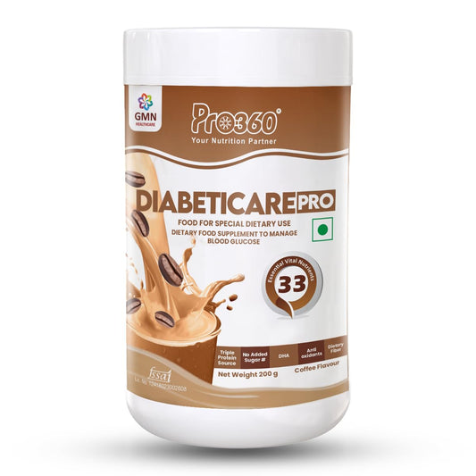 Pro360 Diabeticare Pro Protein Powder for Diabetic Nutrition Supplement for Diabetes Care Helps in Managing Glucose Levels - Zero Added Sugar - Coffee Flavour 200gm