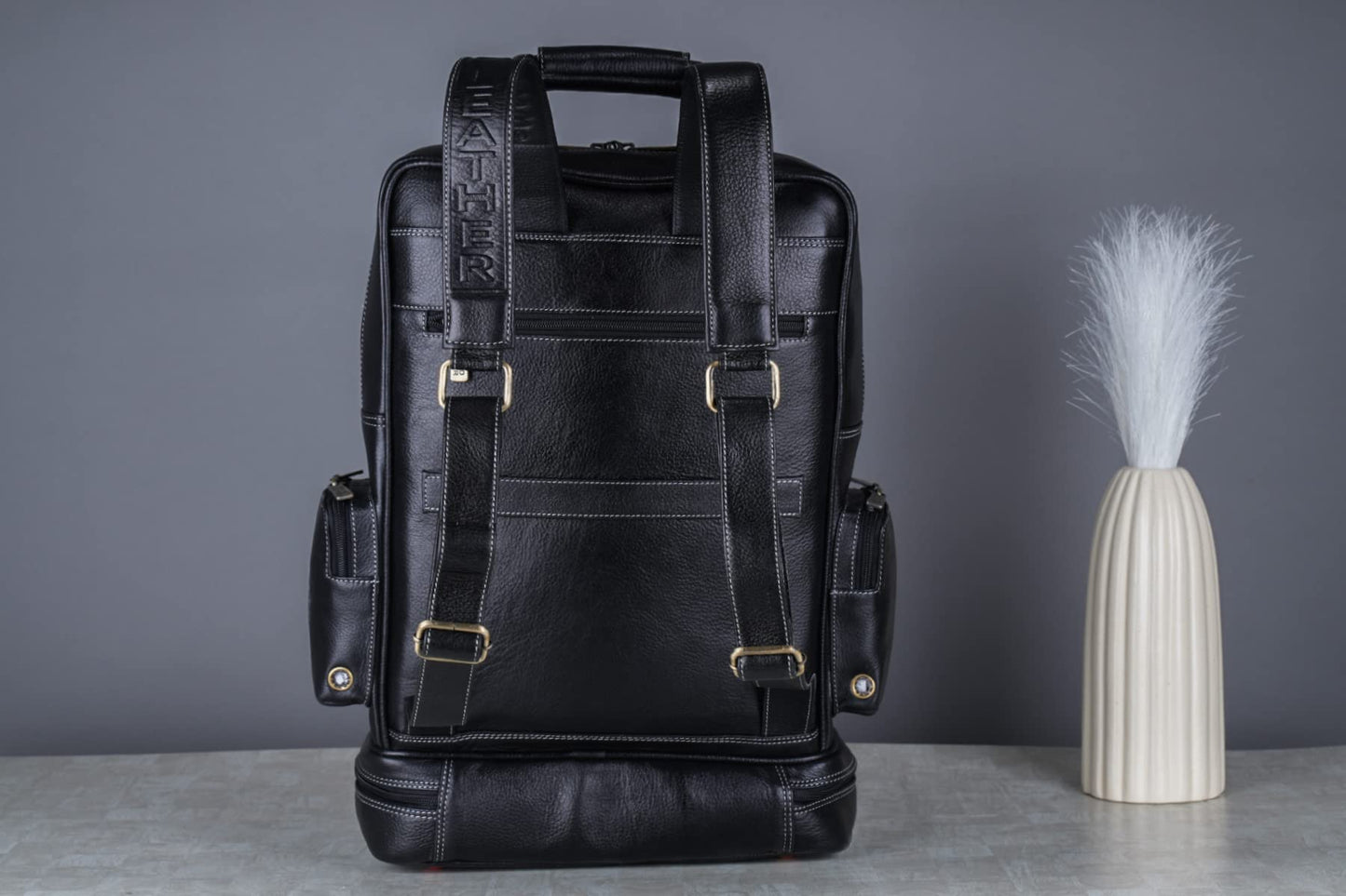 BRAND LEATHER 16 Inch Genuine Leather Large Capacity Laptop Backpack Mu- image 7