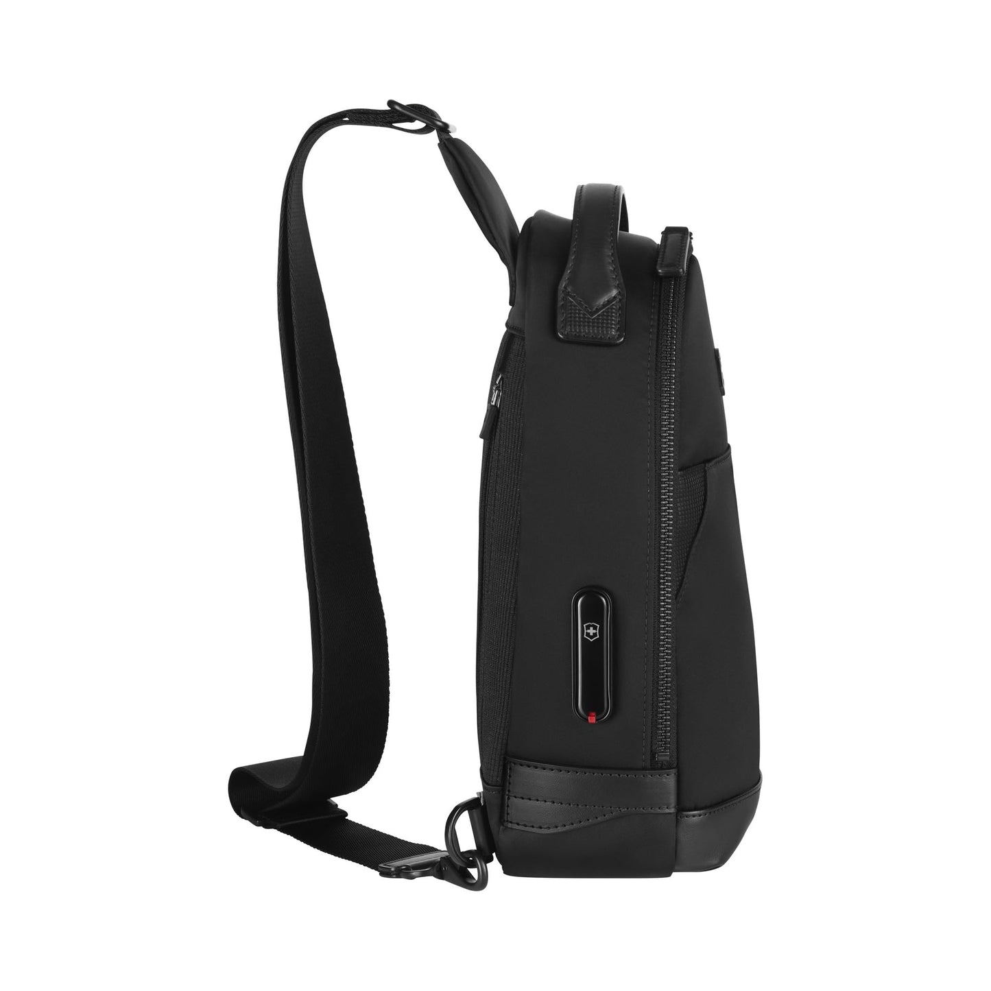 Victorinox Alox Nero Sling Bag (31 cm), 5 litres, Black, Nylon/Leather, 611808|Premium Swiss Sling Bag