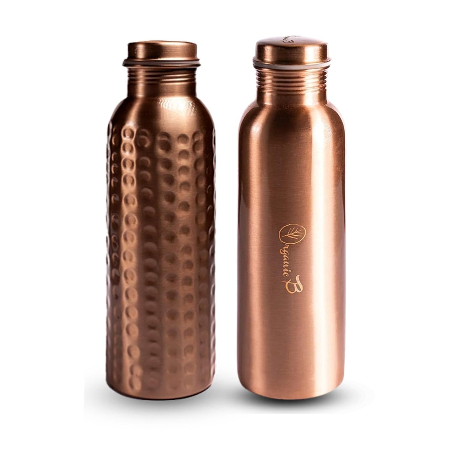 Organic B Copper Water Bottle 1 Litre | Water Bottle For Office | Rakhi Gift for Sister | 100% Pure Copper Insulation Wide Mouth With Ergonomic Design | Leak Proof | Water Bottle For Home - Pack of 2