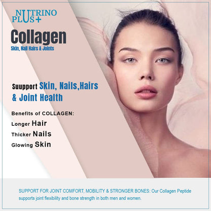 NutrinoPlus 100% Veg Collagen Builder | Plant Based Collagen Support Supplement for Skin & Hair (pack of, 60)