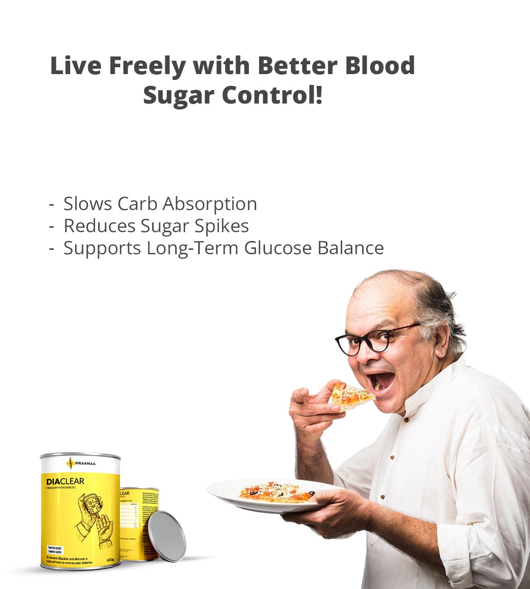Praanaa Health Care Diaclear | Diabetes Support Supplement for Blood Sugar Control | Insulin Resistance and Glucose Metabolism | Doctor Formulated with 5 Plant Extracts (Pack of 1)