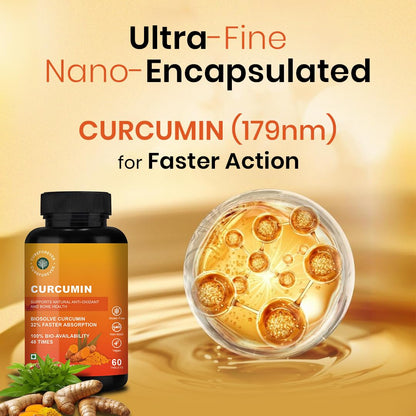 CUREFOREVER Turmeric Curcumin Tablets with BioPerine & Black Pepper Extract | High Absorption Curcumin Supplement for Joint, Immunity & Antioxidant Support | 600 mg Curcumin Blend | 60 Tablets