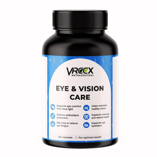 VREEX Eye & Vision Care Capsules with Lutein, Astaxanthin, Zeaxanthin, Bilberry Extract, Vitamin A & C | Supports Eye Health, Vision & Antioxidant Support – (60 Veg Capsules)