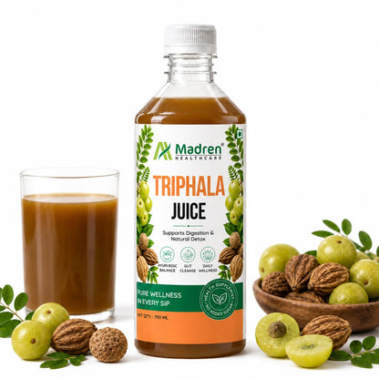 Madren Healthcare Ayurvedic Triphala Juice 750ml | Amla, Baheda & Haritaki Blend | Supports Digestion, Gut Health, Detox & Immunity | Zero Added Sugar | Natural Ayurvedic Herbal Juice | Vegetarian | For Men & Women