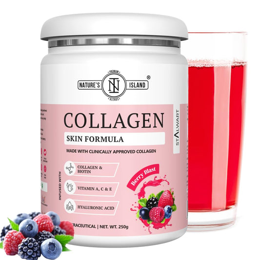 Nature's Island Skin Glow Collagen Powder (Berry, 250g) , Marine Collagen Supple