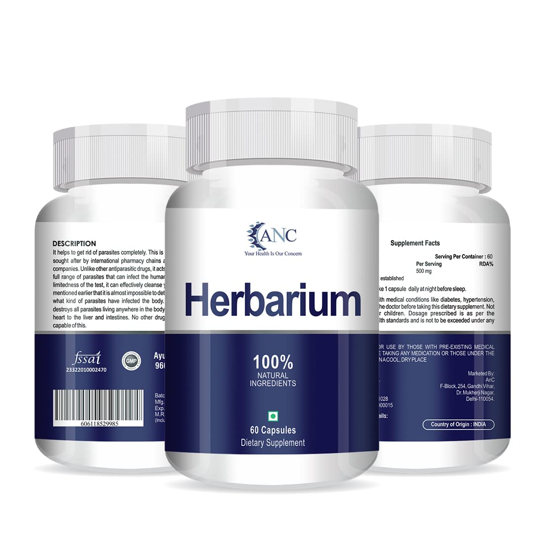 ANC Herbarium 500mg Support Supplements to Protects Liver, Heart, Lungs, Stomach