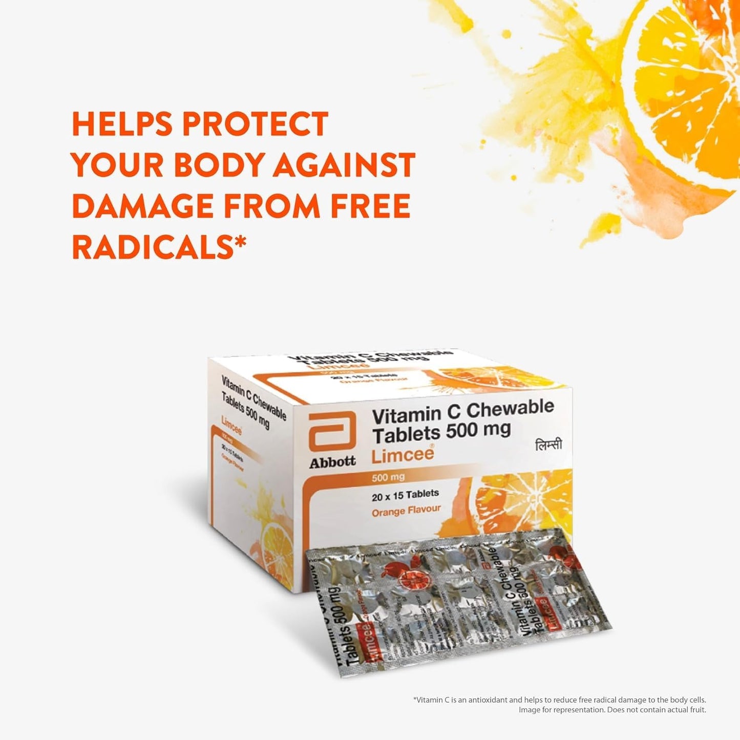 Limcee Chewable Natural Vitamin C Chewable Tablets 500mg || Tangy Orange Flavour || Boost Immunity || Supports Energy || Antioxidant || Skin Care || Men and Women -15 Tabs (Pack of 5)