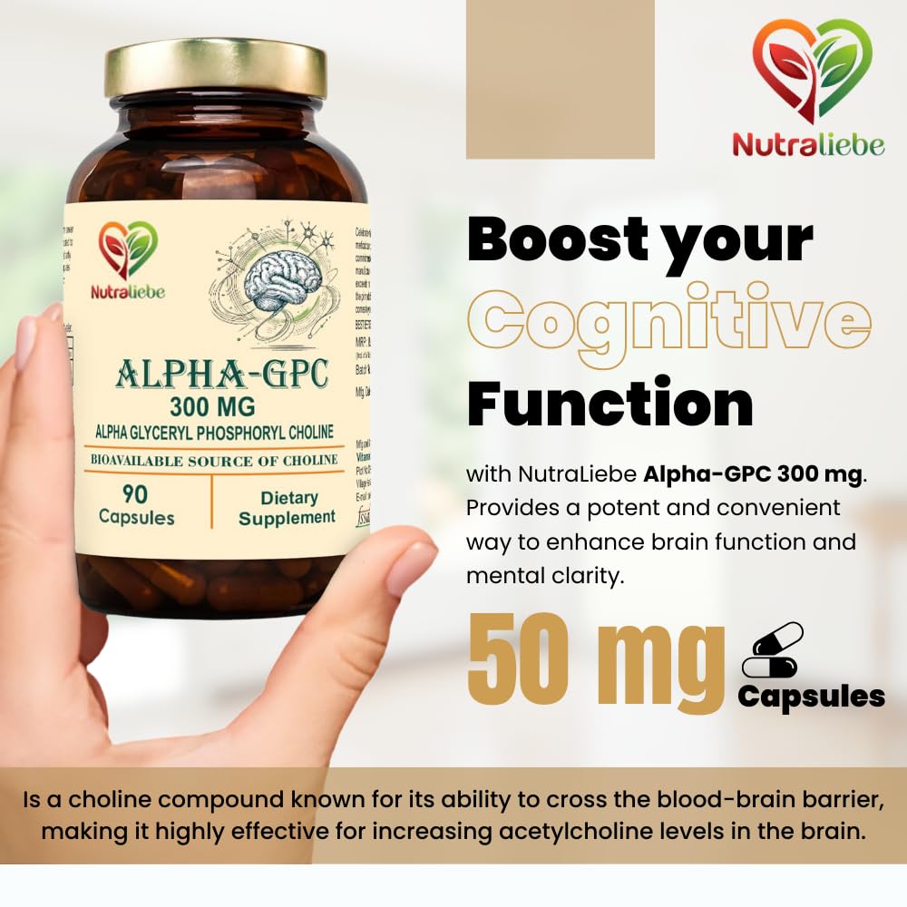 NutraLiebe Alpha-GPC 300 mg, 90 Vegetarian Capsules