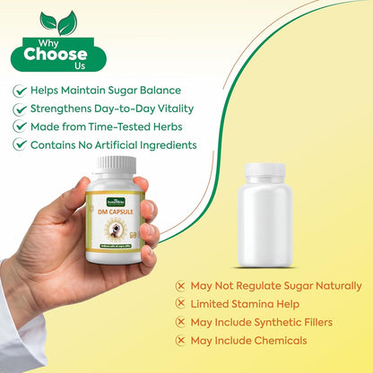 Jeena Sikho DM Capsules For Diabic Care | Herbal Capsules For Sugar | No Added Sugar or Harsh Additives | Contains Karela, Jamun, Paneer Phool | Improves Digestion And Wellbeing, 60 Capsules