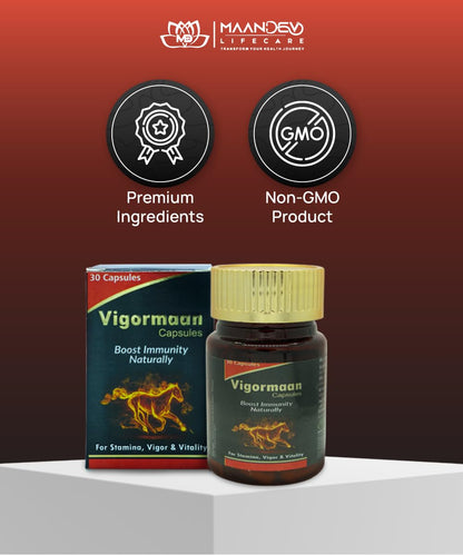 Ayurvedic Stamina & Vitality Supplement for Men with Shilajit, Safed Musli, Kaunch Beej & Gokhru | Supports Strength, Energy, Endurance, Fitness | 30 Capsules