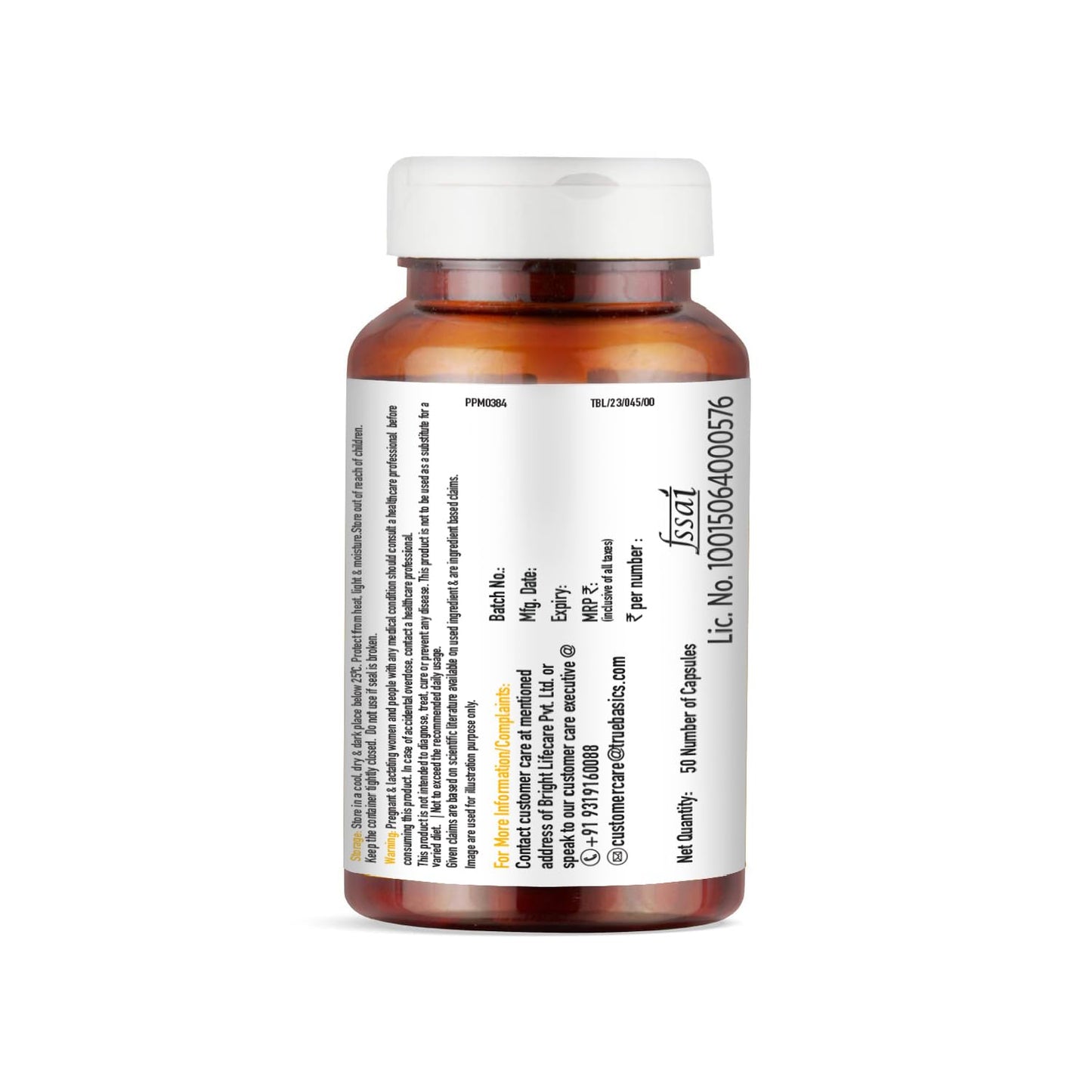 TrueBasics Vitamin D3 600 IU, for Healthy Bones, Strong Muscles, Boosts Immunity & Calcium Absorption, 50 Vitamin D Capsules