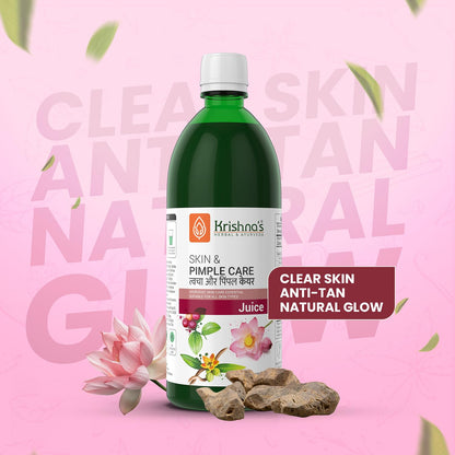 KRISHNA'S HERBAL & AYURVEDA Skin & Pimple Care Juice - 1000 Ml | Ayurvedic Skin Care Expert With Manjisth, Rose, Sankhpushpi & 13 Other Herbs | Helps In Reducing Acne, Pimples & Dark Spot