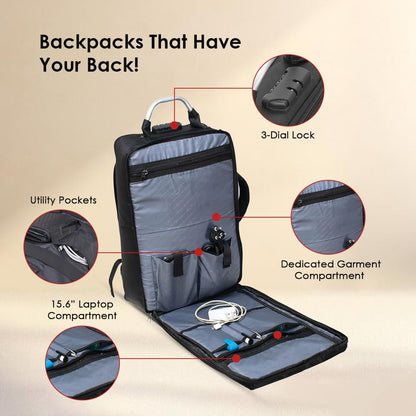 SWISS MILITARY Element Laptop Backpack cum Sling Bag 18L, 15.6" Laptop Compartment, USB Charging & Aux Socket and Large Main Compartment Travel Bag for Men & Women, Office, School and College Black