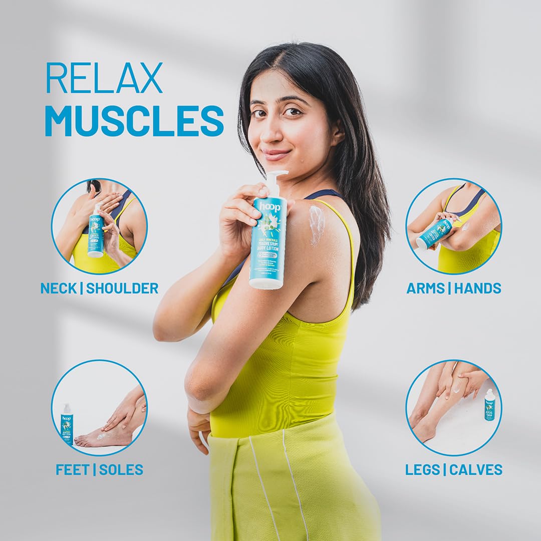 hoop Magnesium Body Lotion | Topical Magnesium Chloride Supplement for Muscle Recovery | Magnesium Oil helps Relax Muscles, Recover from Spasms, Cramps, Fitness & Sports | 250 ml