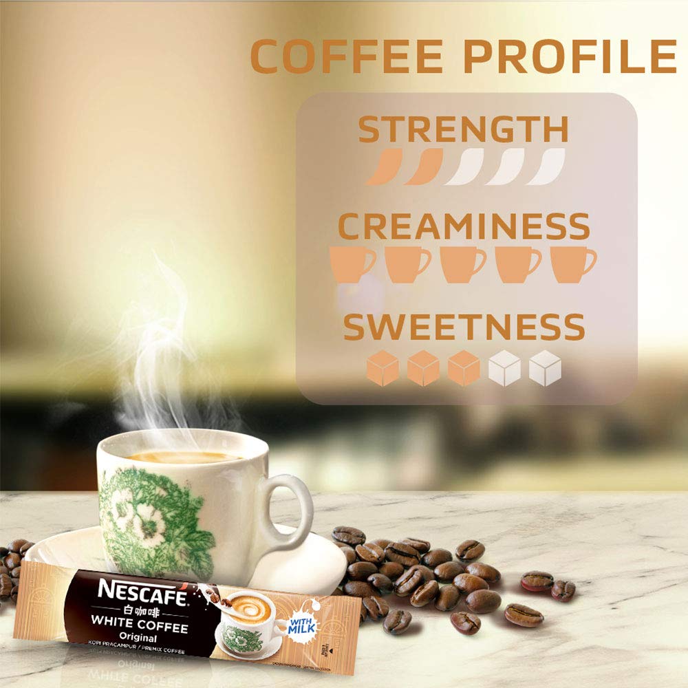 Nescafe Ipoh White Coffee Original (15 Sachets) - "Oh So Creamy" Premix Instant Coffee Deliciously Milky, Creamy & Aromatic Coffee With A Rich Layer Of Foam Just Mix With Water - Instant, Bag, 0.68 Kg