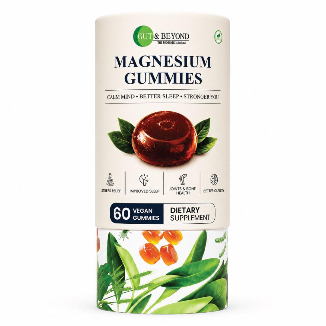 Gut & Beyond Magnesium | High Absorption Magnesium Supplement | Supports Energy & Muscle Function | Vegetarian Capsules | 60 Gummies | Strawberry Flavour