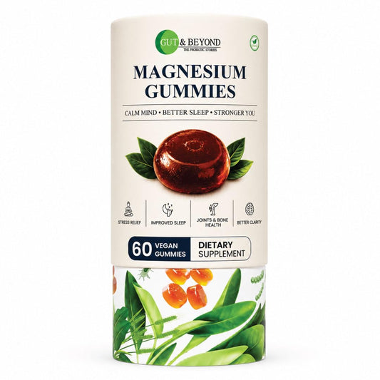 Gut & Beyond Magnesium | High Absorption Magnesium Supplement | Supports Energy & Muscle Function | Vegetarian Capsules | 60 Gummies | Strawberry Flavour