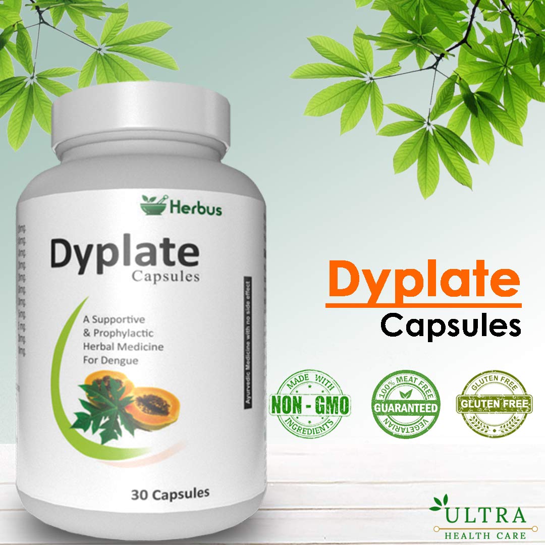 DyPlate | Supports Platelets | Immunity | Digestion | Giloy | Papaya leaves | kiwi | Tulsi | Black pepper | Platelets Support | 30 Capsules | Pack of 1