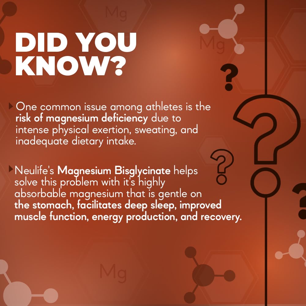 Neulife Magnesium Bisglycinate 440 mg Supplement | High Absorption-High Potency Formula | Supports Sleep, Recovers Muscles | (60tabs)