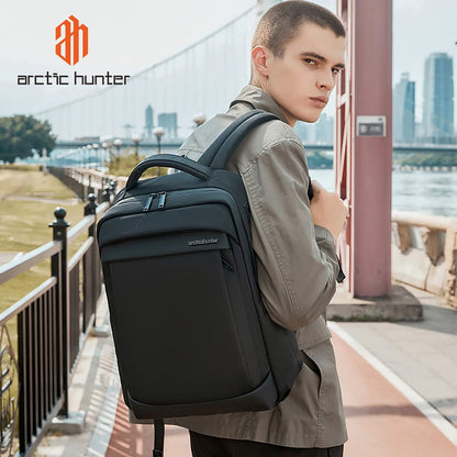 Arctic Hunter Slim Laptop Backpack for Men Women 16L Lightweight 2 Pockets Office Backpack Sleek Water Resistant 15.6-inch Laptop Bag for Business Daily College,Black