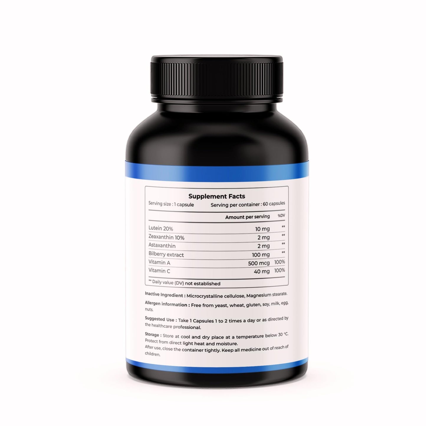 CITRUS NUTRACEUTICAL Eye Care Supplement| Lutein, Astaxanthin, Zeaxanthin, Bilberry extract & Vitamins| For healthy eye & vision | 60 Veg Capsules