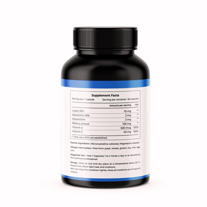 CITRUS NUTRACEUTICAL Eye Care Supplement| Lutein, Astaxanthin, Zeaxanthin, Bilberry extract & Vitamins| For healthy eye & vision | 60 Veg Capsules