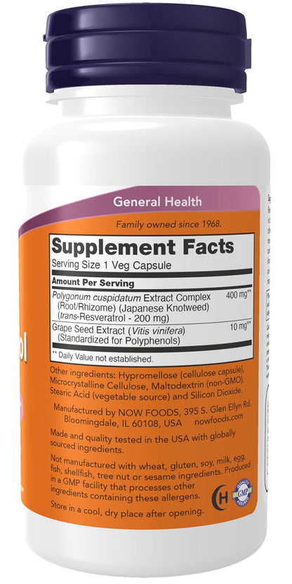 Now Foods, Natural Resveratrol, 200 mg, 60 Veggie Caps.