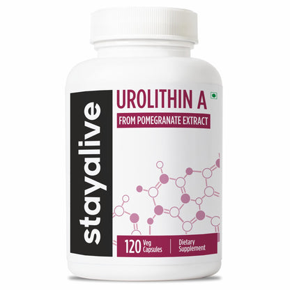 STAY ALIVE Urolithin A Supplement 1000mg, 120 Pills, Pure Mitochondrial Supplement from Pomegranate Extract, Non-GMO and Gluten-Free Urolithin A+ Capsules for Men and Women