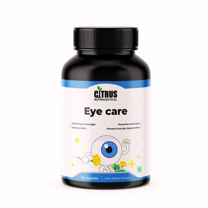 CITRUS NUTRACEUTICAL Eye Care Supplement| Lutein, Astaxanthin, Zeaxanthin, Bilberry extract & Vitamins| For healthy eye & vision | 60 Veg Capsules