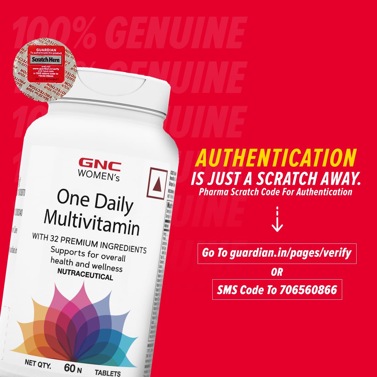 GNC Women's One Daily Multivitamin - 32 Premium Ingredients with Vitamin C, Biotin, Collagen & Antioxidants | Boosts Immunity & Energy | Improves Skin, Hair, Nails & Eye Health | 60 Tablets