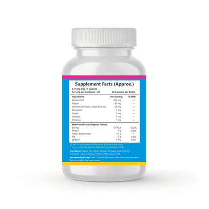 Nutrinow Betaine HCL + Pepsin with Digestive Enzymes | Supports Healthy Digestion, Gut Health & Nutrient Absorption | Digestive Support Supplement | With Bromelain, Lipase, Amylase & Protease | 60 Capsules