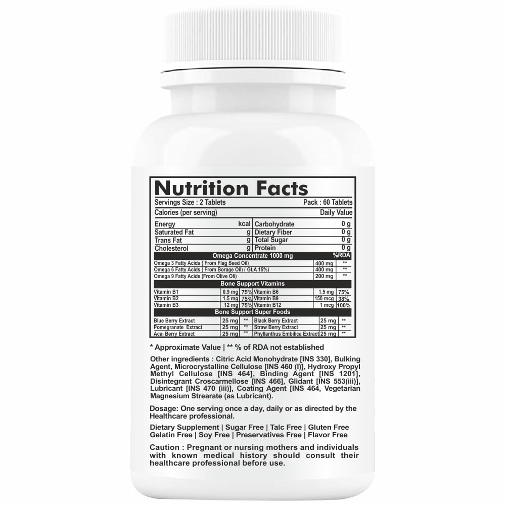 FORESTHERBS Omega 3 Fatty Acid Supplement. vegetarian Omega 3, 6, 9 Fatty Acids 1000mg With B Vitamins & Super foods-30 tablets (No Capsules)