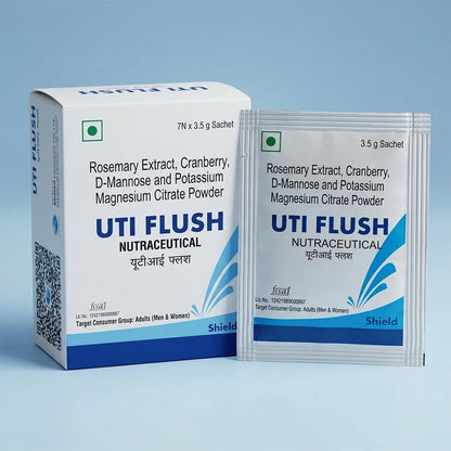 UTI FLUSH Urinary Tract Wellness Supplement | D-Mannose, Cranberry & Rosemary Extract | Potassium Magnesium Citrate for Urinary Comfort & pH Balance | Effervescent Drink Mix | Pack 1 - 7 × 3.5 g Sachets
