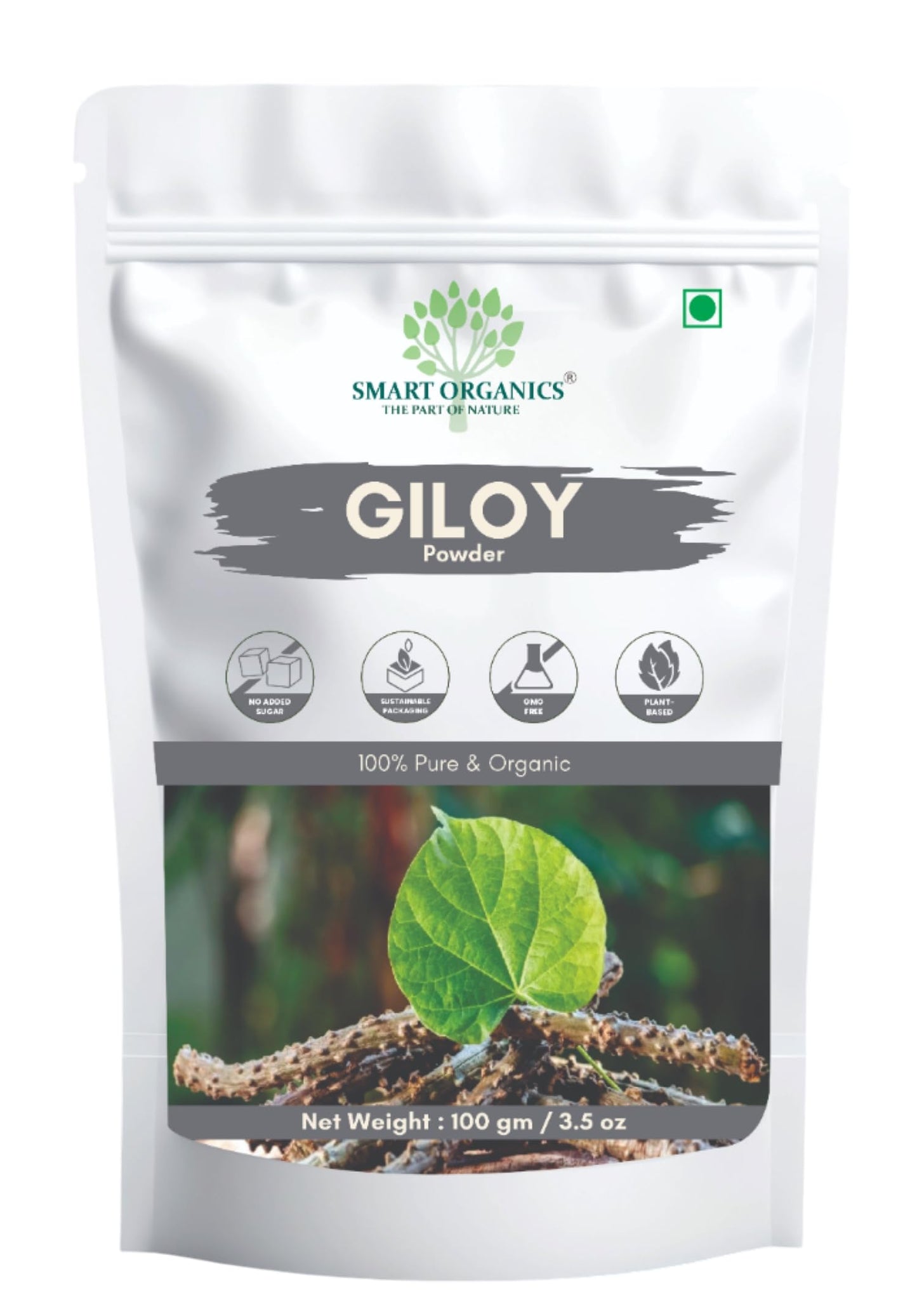Smart Organics Giloy Powder 100gm | Immunity Booster | Pure & Natural Ayurvedic Herbal Supplement | Supports Respiratory Health & Digestion