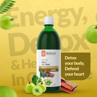 KRISHNA'S HERBAL & AYURVEDA Arjun Amla Juice - 500 Ml (Pack Of 2) | Helps In Acidity | Manages Cardiac Health | Regulates Blood Pressure